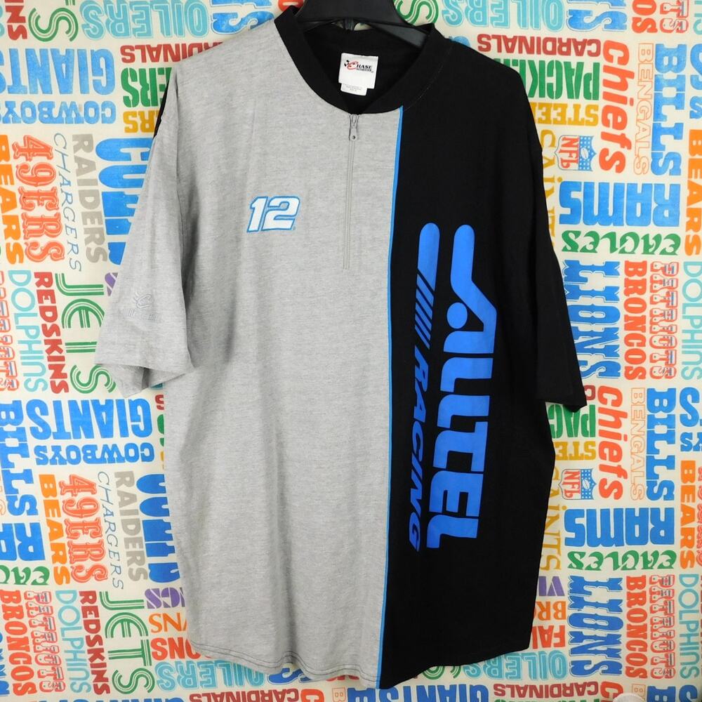 Vintage Y2K Ryan Newman #12 Alltel Racing NASCAR Shirt XL Penske Chase 1/4 Zip